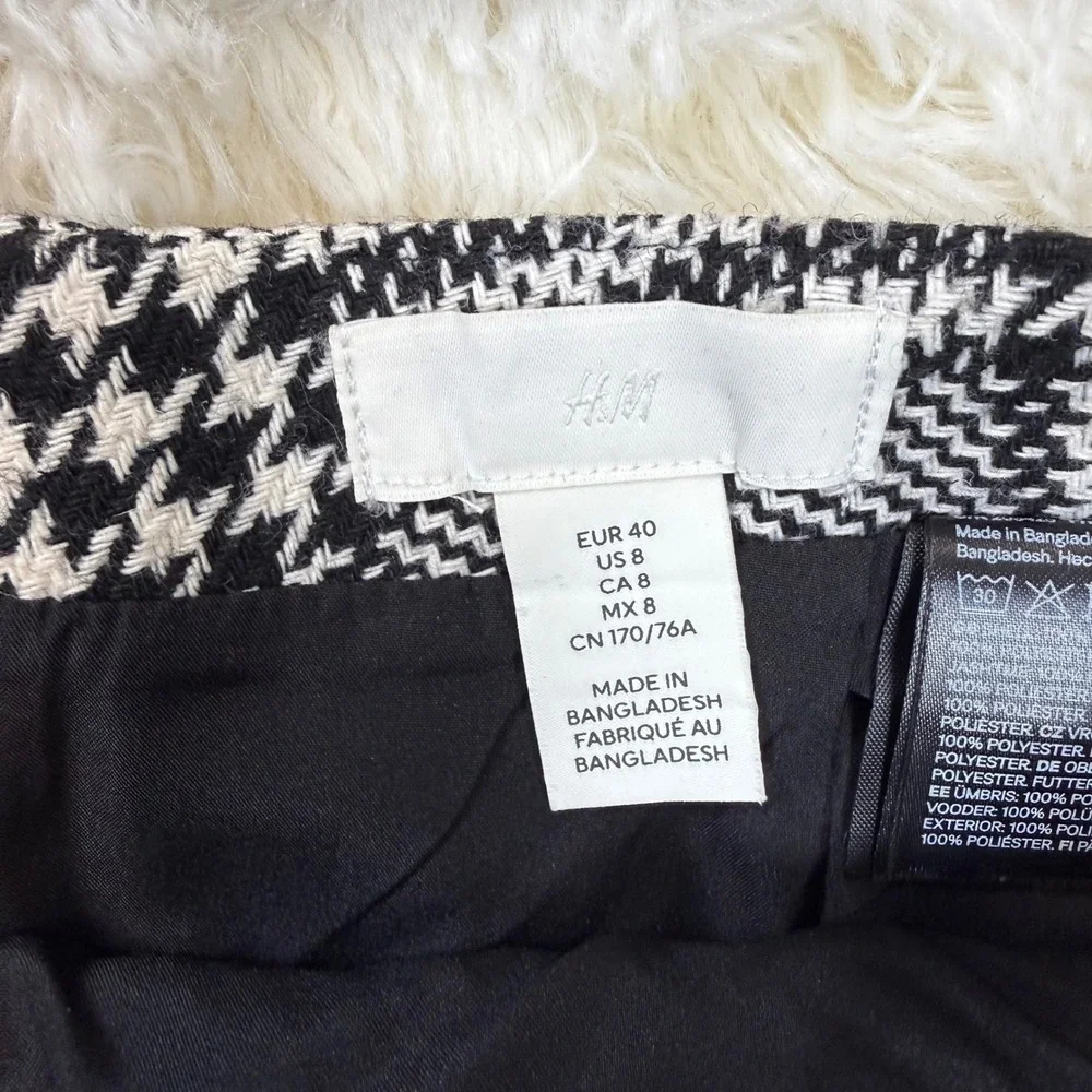 H&M Skirt Suit Set Women 8 & M Black White Glen Plaid Cropped Clueless Cher